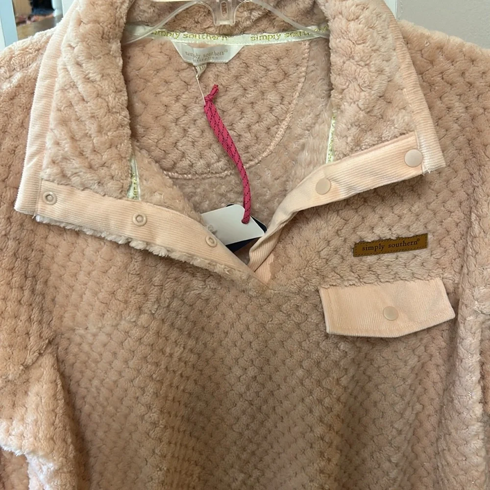 Simply Southern NEW Blush Quilted Sherpa Fleece Pullover - Picture 5 of 14